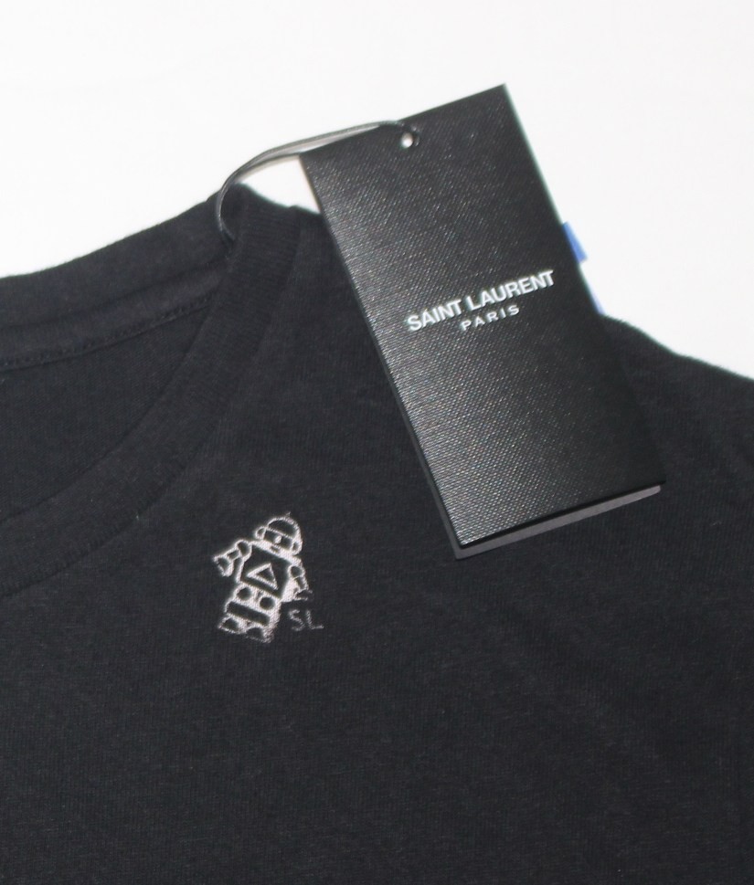 New SAINT LAURENT Crewneck ROBOT Shirt Men's Large L Black T-Shirt Tee SS