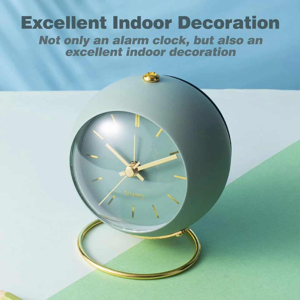 ® Despertadores de Escritorio a Batería con Luz, Retro Silencioso Sin Tictac Analógico S Foto 4 de 4