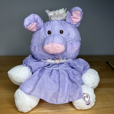 Vintage Puffalump 80s Plush Fisher Price Lavender Purple Pig w/ Dress 1987 16  