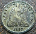 US 1857 Seated Liberty Half-Dime  **