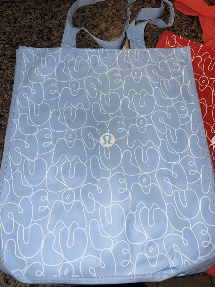 全新 批量 3 件 LULULEMON 2025 大型购物手提包 梦幻蓝色 红色 绿色 学校 — 第 3/4 张图片