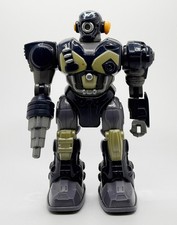 HAP-P-KID Toy Robot Fighter Blue Walks Lights and Sounds 7" - Tested Vintage