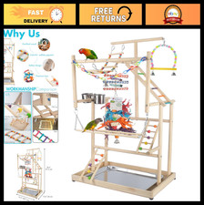 Large 4-Layer Bird Playground Gym - Parakeet Play Stand for Small Birds, Cockati