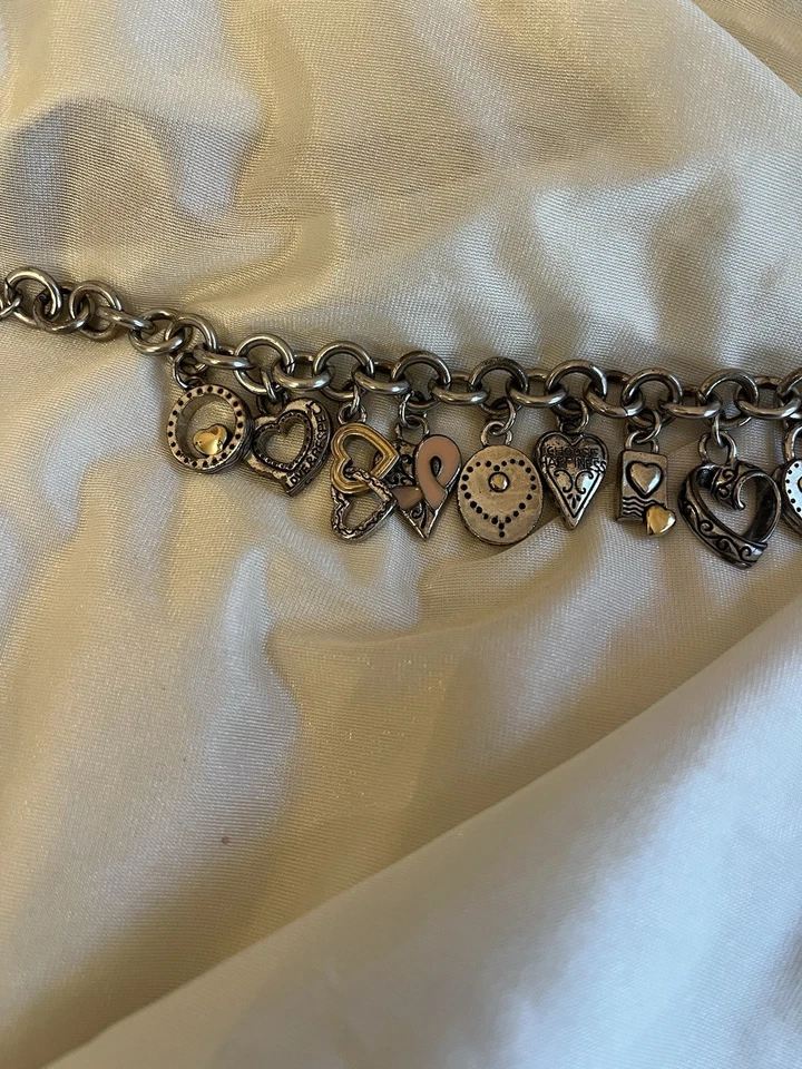 "Reloj pulsera vintage Brighton plata mujer encanto no probado no funciona 8,25""" Foto 3 de 4