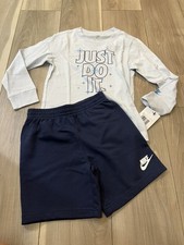 NIKE AIR TODDLER LONG T SHIRT JUST DO IT AND SHORTS 2 PIECE SET SIZE 7 NWT