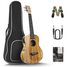 26inch CT103 Zebrawood High Gloss Tenor Electric Ukulele Professional Ukelele...
