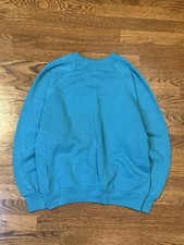 Vintage 80s 90s Tultex Teal/Cyan Crewneck Blank USA Made M