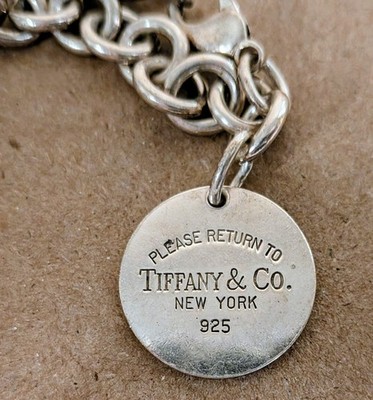 Vintage Sterling Silver Please Return To Tiffany & Co Charm Bracelet