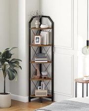59.4" Corner Shelf, 5-Tier Industrial Corner Bookshelf, Corner Storage Stand, Pl