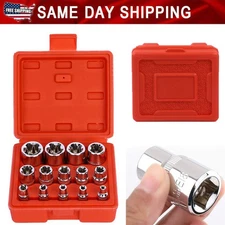 14PCS E Torx Star Female Socket Set E4-E24 1/2" 3/8" 1/4" Drive Storage Case
