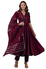 Women's Rayon Blend Anarkali Solid Kurta with Pant  Dupatta