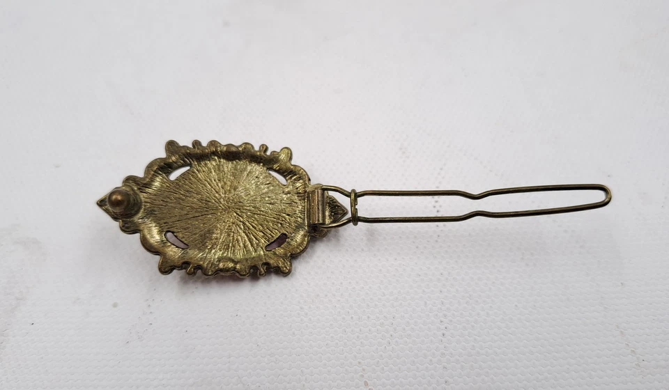 Vintage Hair Clip Antique Style Pink Stone Floral Design T2710 FMHJ - Image 2 of 4