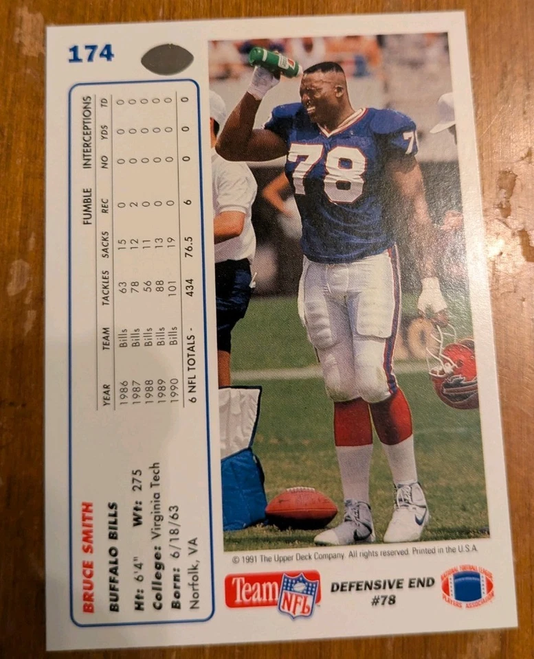 1991 Upper Deck - Bruce Smith #174 - Image 2 of 2