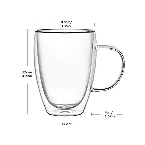 12 Oz Double Walled Glass Coffee Mugs with Handle, Insulated Layer Coffee - Picture 3 of 7
