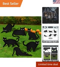 6-Piece Halloween Black Cat Yard Signs with Stakes Decorations - 6 Assorted D...