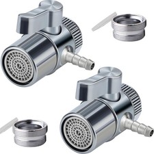 2 Pack Countertop Water Filter Diverter Valve with Barb Connector, Faucet Div...