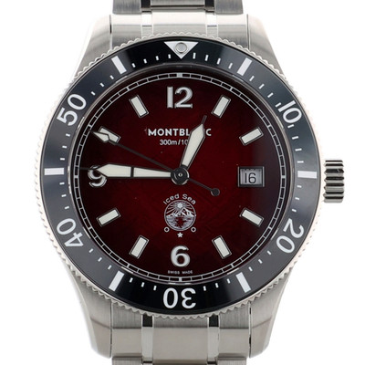 Montblanc 1858 Iced Sea Automatik Date Uhr ID: 132291 Edelstahl Bordeaux NEU
