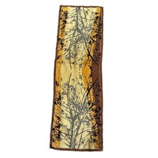 Vera Neumann Silk Scarf Oblong Hand Rolled Japan Tree Print Gold Brown 14x44
