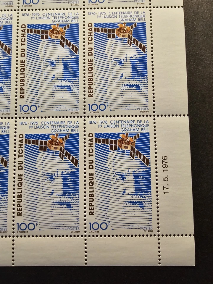 Tchad Sheet Graham Bell Linkage Telephone N°306/307 New Luxury MNH - Image 3 of 4