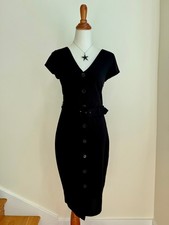 ~EXPRESS~ BELTED BUTTON FRONT SHEATH DRESS w/ BELT - BLACK M