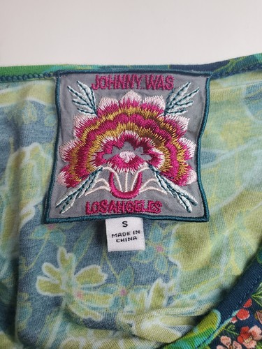 Vestido para mujer Johnny Was talla pequeña verde floral - Imagen 10 de 12