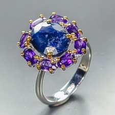 Handmade 6 ct+ Blue Sapphire Ring 925 Sterling Silver Size 8 /R461921