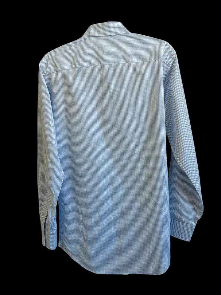 Lote 3 camisas de vestir de lujo para hombre David Donahue 16 34/35 ajustadas/ajustadas azules a cuadros Foto 3 de 4