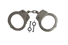 Smith  Wesson Nickel S W Model 100 Chain Link Police Handcuffs  Keys - SW100