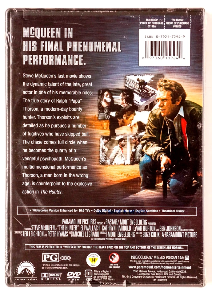 The Hunter DVD/2006 Starring Steve McQueen, 1980 Film Release New Sealed - Image 2 of 4