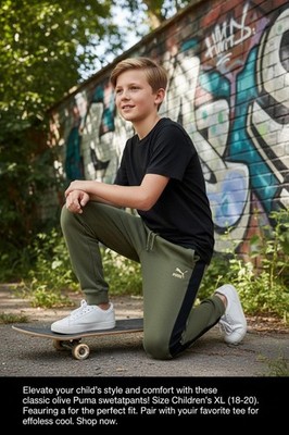 Puma Kids Olive Sweatpants Size XL (18-20)