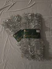 Vintage Christmas Tree Garland  Silver 15 Foot Stand Eack 2 Pack