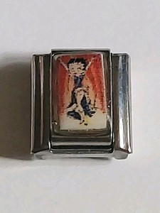 "Betty Boop Wearing A Blue Dress" Italian Charm By Fascini New