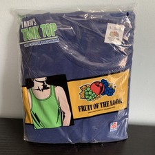Vintage Fruit Of The Loom Men s Tank Top Dark Blue. Size Large