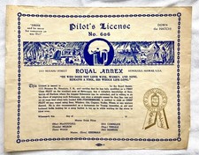 HONOLULU, HI 1930’S ROYAL ANNEX “PILOT’S LICENSE No. 606”, SAILORS 11” X 8 1/2”