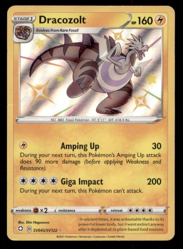 Dracozolt SV045/SV122 Shiny Rare Shining Fates Shiny Vault Pokemon Holo MP