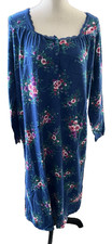 ADONNA SMALL BLUE FLORAL LONG FLANNEL NIGHTGOWN 00 COTTON LACE DETAIL