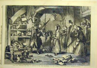 Original alter antiker Druck 1860 Flite Wards Jarndyce Lord-Cahncellor Gilbert Art