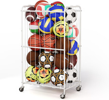 210L Rolling Ball Organizer with Locking Wheels - Large Sports Storage Basket fo