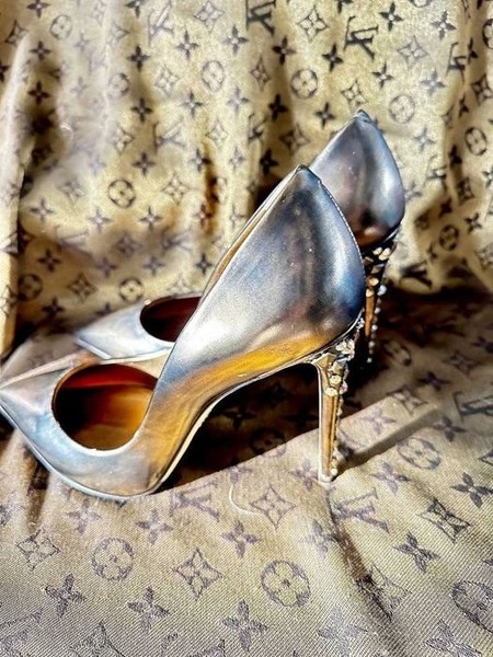 Women Dolce & Gabbana Heels Metallic Gold Leather