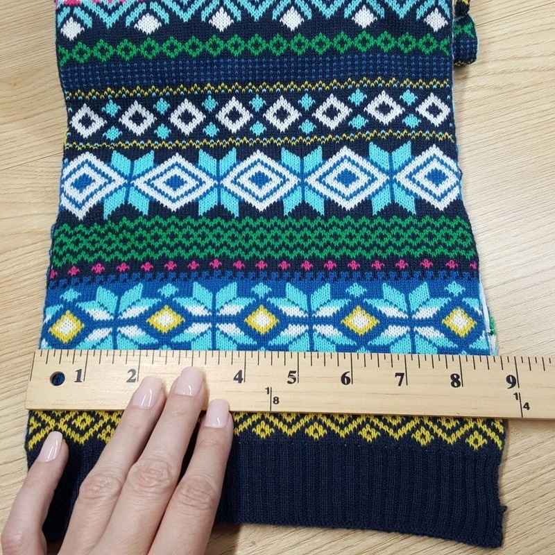 CLUB ROOM Para Hombres Bufanda Azul Verde Grueso Tejido Isla Justa Largo Rectángulo Invierno 70x9 Foto 3 de 4