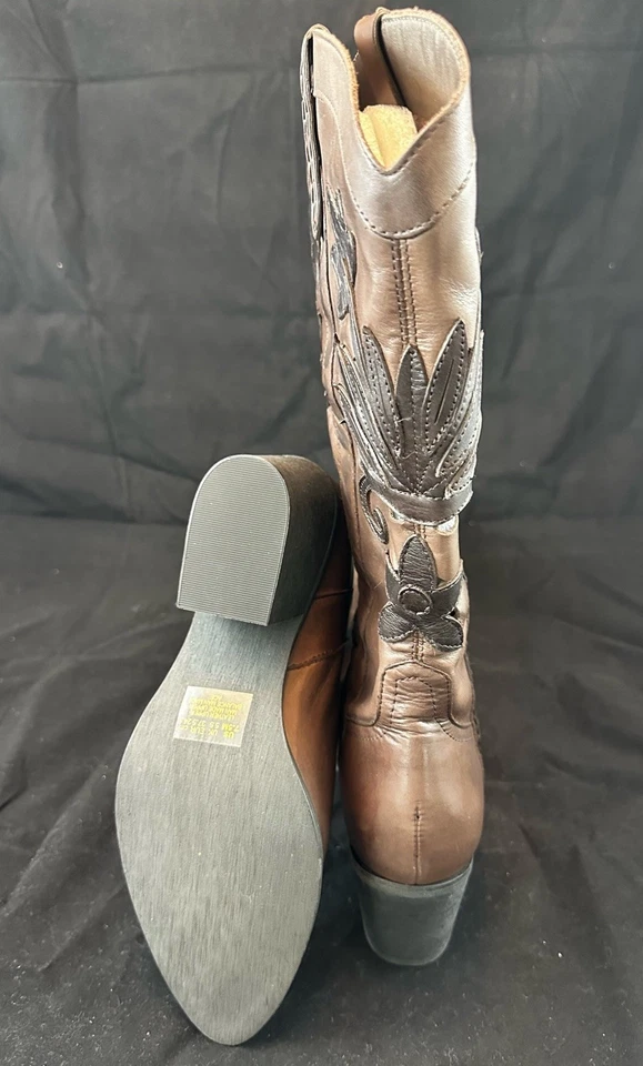 Bota de cuero para mujer Carlos By Carlos Santana marrón oscuro as talla 7,5 Foto 3 de 4