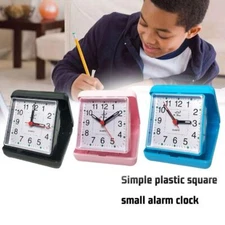 Alarm Clock Portable No Tick Snooze Silent Small Bedside Clocks D3P7