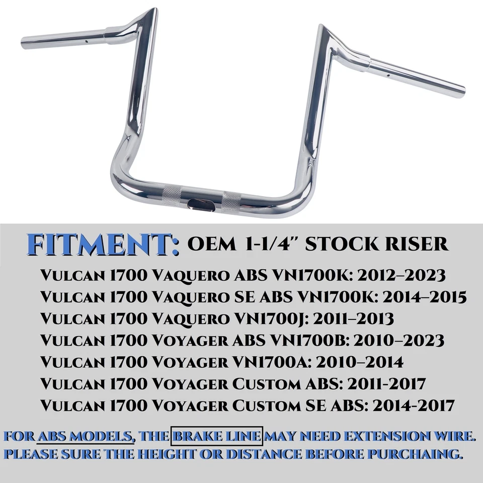 Manillar de 1-1/4 pulgadas para Kawasaki Vulcan Voyager 1700, Kawasaki Vulcan Vaquero Foto 3 de 4
