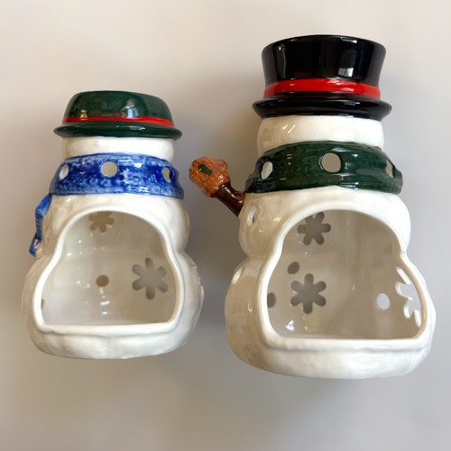 Yankee Candle Ceramic Mr. & Mrs. Snowman Tea light Votive Candle Holder Set - Picture 3 of 8