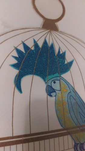 Kunstdruck Vogel im vergoldeten Käfig Vintage gerahmt signiert 75/150 - Bild 4 von 11