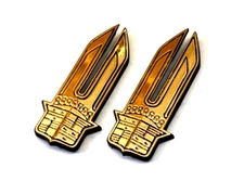 NOS FACTORY NEW CADILLAC GOLD TAILLIGHT EMBLEM SET LAMP LIGHT OEM GM 70s 80s 90s