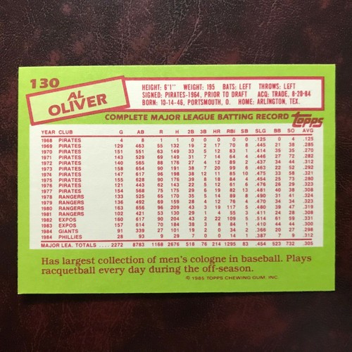 1985 Topps TIFFANY Set AL OLIVER #130 PHILLIES ** MINT ** HIGH GRADE ** - Picture 2 of 2