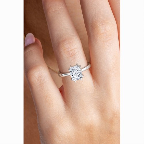 IGI,1.00 CT, Solitaire Lab-Grown Radiant Diamond Engagement Ring, 18K White Gold - Picture 9 of 23