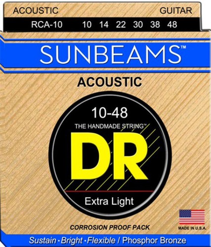 DR Strings RCA-10 SUNBEAM Round Core Acoustic Guitar Lite 10-48, Full String Set - Picture 11 of 12