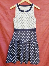 J.CREW size 00 blue & white POLKADOT DRESS  sleeveless - polyester - lined